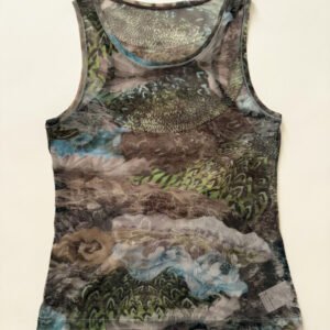 Marc Cain Vintage Printed Semi-Sheer Mesh Tank Top Y2K