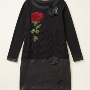 Save The Queen! Rose Appliqué & Lace Patchwork Mini Dress