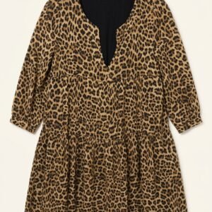 Rich & Royal Tiered Leopard Print Mini Dress
