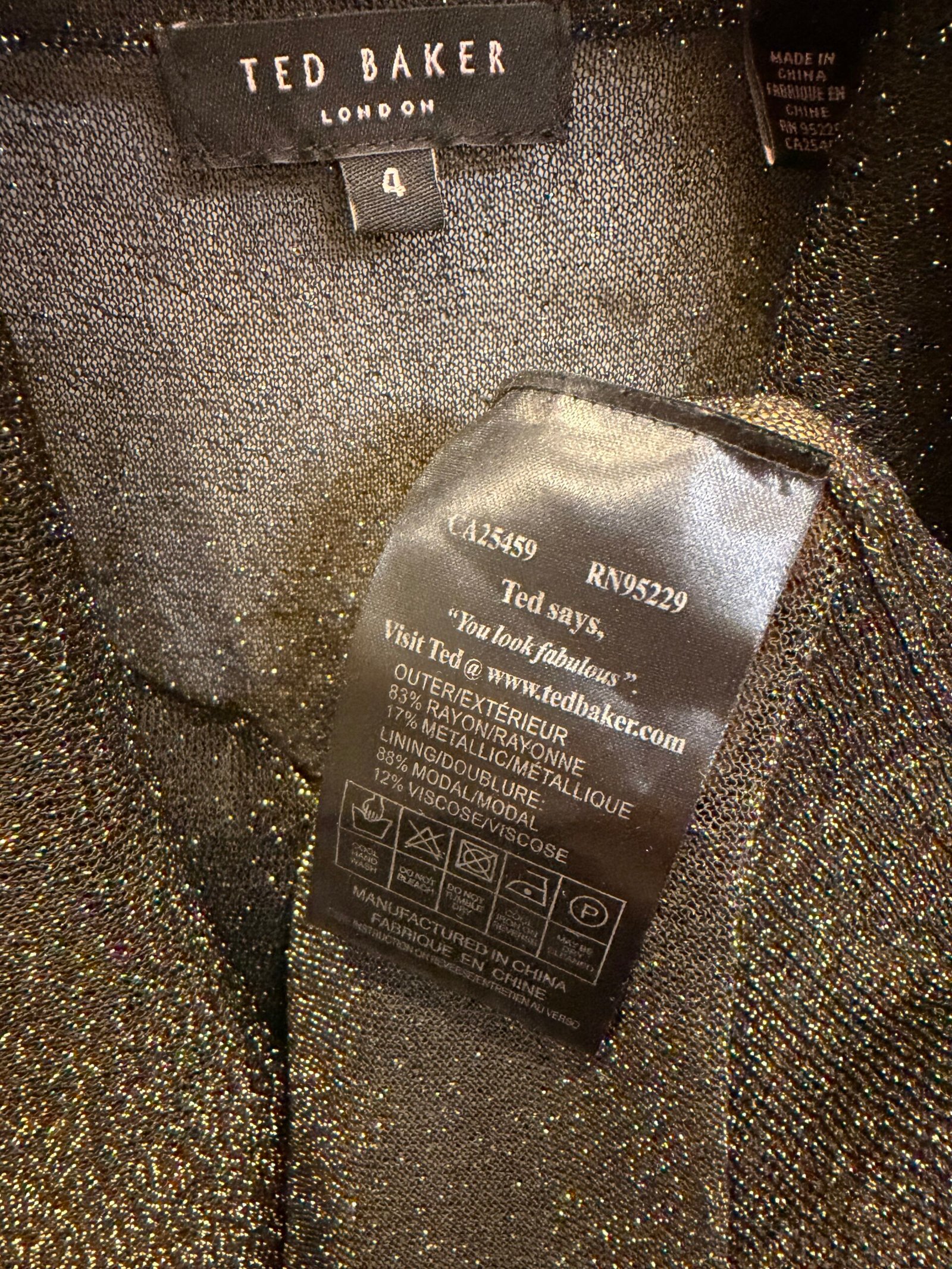 Ted Baker London Metallic Lurex Cowl Neck Knit Tunic Dress - Image 3